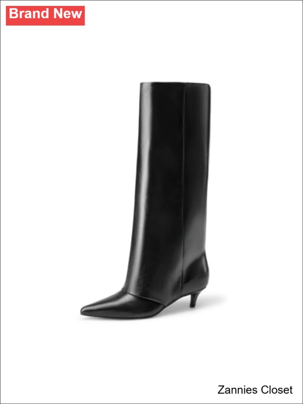 ✨ DREAM PAIRS Fold-Over Knee High Boots Faux Leather Kitten Heel Women's